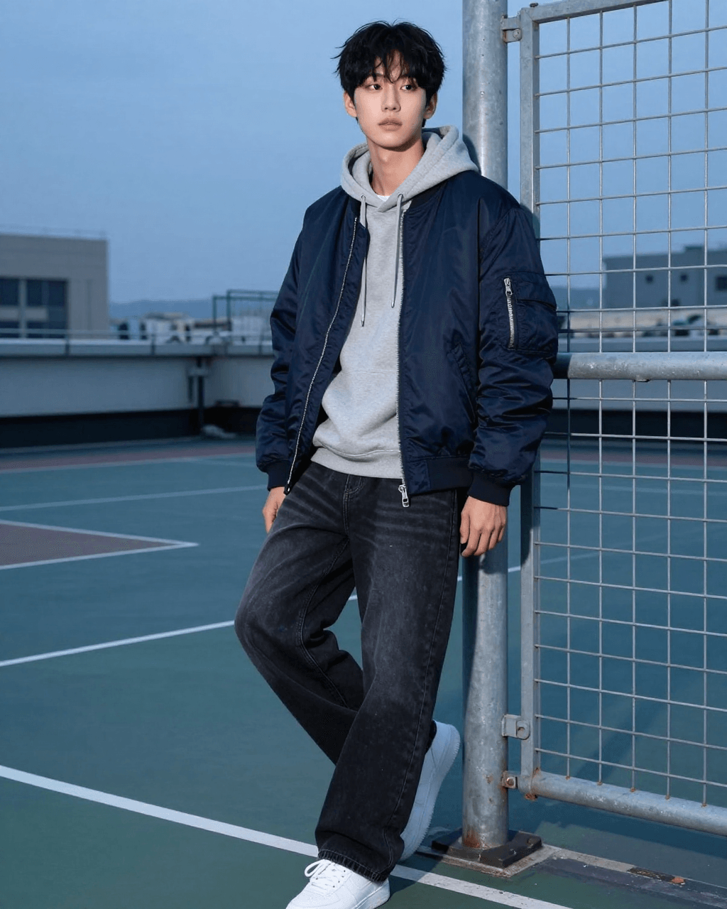 Rooftop streetwear lifestyle output