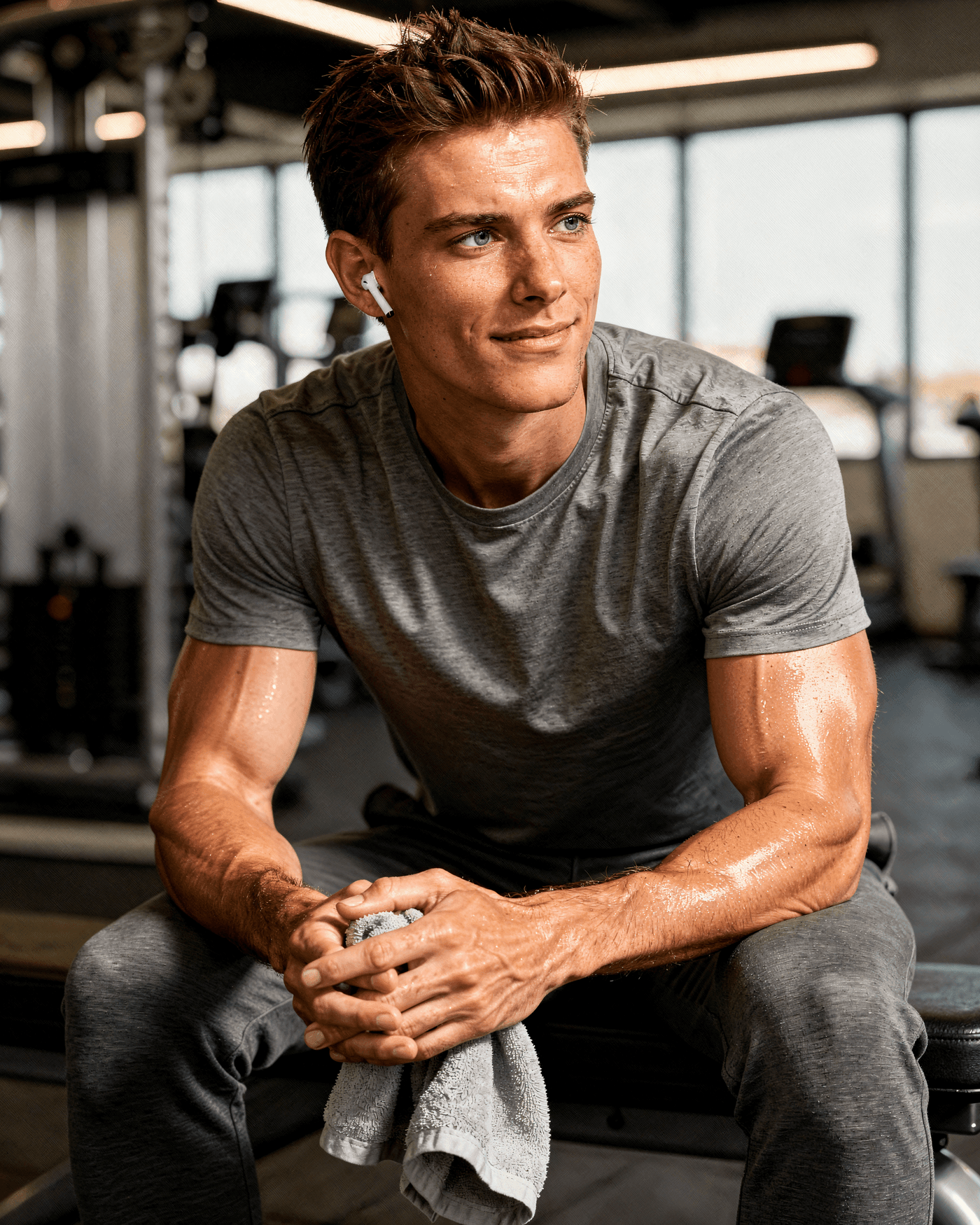 Candid gym rest output